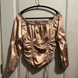 Crave Fame Blush Pink Ruched Blouse